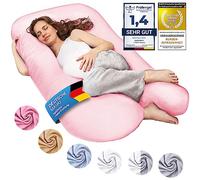 Almohadas de embarazo, almohadas para dormir de lado, almohadas de posicionamiento, almohadas para bebés y para lactancia en forma de U, funda lavable 100% algodón (Classic XXL, 150 x 80 cm, Rosado)