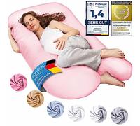 Almohadas de embarazo, almohadas para dormir de lado, almohadas de posicionamiento, almohadas para bebés y para lactancia en forma de U, funda lavable 100% algodón (Junior XL, 120 x 70 cm, Rosado)