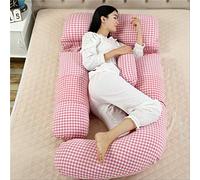 Almohadas de embarazo grandes para mamá, regalo delicado para mujeres, soporte para dormir, lavable, almohada de apoyo a rayas, almohada de maternidad, rosa a cuadros