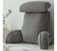 Almohadas de lectura, almohada de apoyo para la espalda, almohada grande para leer y jugar con brazos, cojín tapizado para el respaldo para sentarse en la cama o alivio, almohada de cuña lavable (75 x