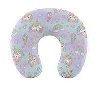Almohadas de Soporte Cervical Ligeras y portátiles con Funda Lavable, diseño de Unicornios, para Mujeres y Hombres Que viajan, Usan en Coche, Tren o Siestas.