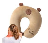 Almohadas de viaje para aviones, cojín 2 en 1 de felpa Capybara y espuma de memoria | Almohadas de viaje con soporte cerevical en forma de U, para coche, oficina, camping, en carretera