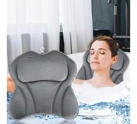 Almohadas para bañera，Almohada de Baño,Cojín de Bañocon 6 Ventosas Antideslizantes Tecnología 4D Air Mesh Cuello, la Espalda,para SPA en Casa Bañera de Hidromasaje,Lavable a Máquina (A)