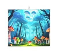 Almohadilla absorbente para encimera de cocina, patrón de hongos brillantes WHJSSF antideslizante y de secado rápido para almacenar vajilla y limpiar encimeras, 18 x 16 pulgadas