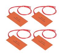 Almohadilla Calefactora de Silicona, 4 Piezas Alfombrilla Calefactora Flexible 12V 15W Calentador de Cubo de Tambor, 120-150 ℃ Calentador de Cubo para VáLvula de Tubería Tanque de Instrumentos, 50 X