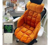 Almohadilla Calefactora For Silla De Escritorio, Cojín Calefactable con Asiento Suave Y Respaldo, Almohadilla Calefactora con Almohada Desmontable(Orange)