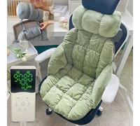 Almohadilla Calefactora For Silla De Escritorio, Cojín Calefactable con Asiento Suave Y Respaldo, Almohadilla Calefactora con Almohada Desmontable(Green)