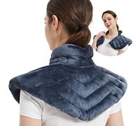 Almohadilla calefactora para microondas para cuello y hombros, extra grande con peso para el cuello y el cuello térmico con calor húmedo, compresa caliente y fría