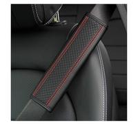 Almohadilla cinturón Conjunto De Funda Protectora Hombro Para Coche Con Patrón Cuadros En Relieve Cuero PU Decoración Para Cinturón Seguridad Protector de cinturón(BK red)