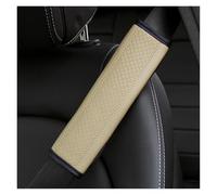 Almohadilla cinturón Conjunto De Funda Protectora Hombro Para Coche Con Patrón Cuadros En Relieve Cuero PU Decoración Para Cinturón Seguridad Protector de cinturón(Beige)