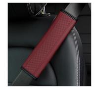 Almohadilla cinturón Conjunto De Funda Protectora Hombro Para Coche Con Patrón Cuadros En Relieve Cuero PU Decoración Para Cinturón Seguridad Protector de cinturón(Wine red)