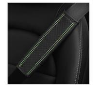 Almohadilla cinturón Conjunto De Funda Protectora Hombro Para Coche Con Patrón Cuadros En Relieve Cuero PU Decoración Para Cinturón Seguridad Protector de cinturón(BK green)