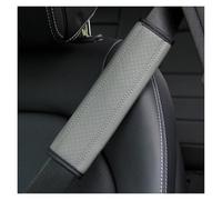 Almohadilla cinturón Conjunto De Funda Protectora Hombro Para Coche Con Patrón Cuadros En Relieve Cuero PU Decoración Para Cinturón Seguridad Protector de cinturón(Gray)