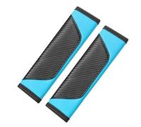Almohadilla cinturón Funda De Cinturón De Seguridad De Cuero PU Para Coche Protección Hombro Fibra Carbono Protector de cinturón(Blue 2pcs)