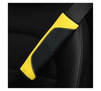 Almohadilla cinturón Protector De Hombro Cuero PU Para Coche Conjunto Decoración Cinturón Seguridad Accesorios Interiores Protector de cinturón(Yellow)