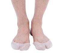 Almohadilla de amortiguación SEBS en forma de W para el antepié, corrección de la flexión del dedo del pie, protector de orificio transpirable, antideslizante, alta elasticidad, 5 pares(blanco)