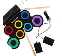 Almohadilla de batería electrónica con función plegable, conectividad USB e interfaces de sonido para auriculares, altavoces externos, almohadillas de batería ajustables