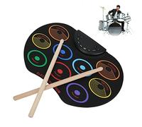Almohadilla de batería electrónica, juego de batería enrollable de silicona portátil, instrumento de percusión para principiantes adultos enrollado a mano de colores(Vistoso)
