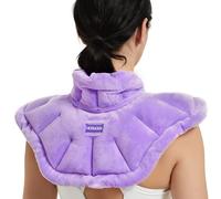 Almohadilla de calefacción para microondas para cuello y hombros, extra grande con peso calentado para el cuello y microondas con calor húmedo reutilizable (púrpura)