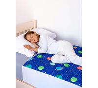 Almohadilla de cama de entrenamiento para orinal con pliegues, suave, impermeable, protector de orina para niños, multicapa, antideslizante, lavable, absorbe hasta 2000 ml, 90 x 85 cm, astronauta