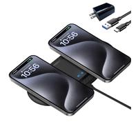 Almohadilla de carga inalámbrica, almohadilla de carga inalámbrica dual de 30 W compatible con iPhone 15, 14, 13, 12 XR, Galaxy S24, S23, S22, S10, Google Pixel 8, 7, 6, AirPods Pro 3, 2, Galaxy Buds