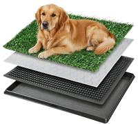 Almohadilla de césped artificial para perros con bandeja, para inodoro de perro, reutilizable, grande, almohadillas de entrenamiento para perros, bandeja de arena portátil para interiores y exteriores