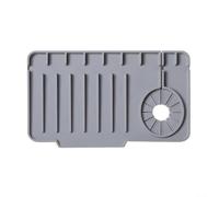 Almohadilla de drenaje de silicona para montaje en fregadero con protección contra salpicaduras de eficacia 27 x 15 cm, facilita la colocación organizada de artículos de uso frecuente (gris)