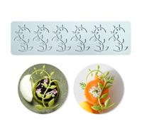 Almohadilla de encaje de silicona, estampado artesanal de azúcar, decoración culinaria molecular de pastel comestible, 6 agujeros brotes de hojas dobladas