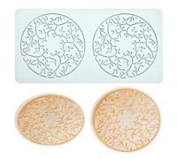 Almohadilla de encaje de silicona, molde de impresión artesanal de azúcar, decoración culinaria molecular de pastel comestible, 2 agujeros anillo de hoja de