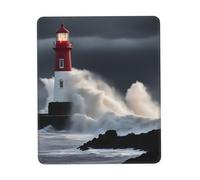 Almohadilla de escritorio pequeña con estampado de faro en tormenta, base de goma con bordes cosidos de precisión, perfecta para oficina, juegos