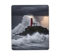 Almohadilla de escritorio pequeña con estampado de faro en tormenta, base de goma con bordes cosidos de precisión, perfecta para oficina, juegos