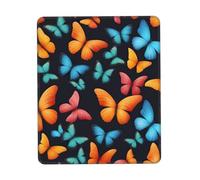 Almohadilla de escritorio pequeña con estampado de mariposas coloridas, base de goma con bordes cosidos de precisión, perfecta para oficina, juegos