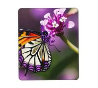 Almohadilla de escritorio pequeña con estampado de mariposas moradas, base de goma con bordes cosidos de precisión, perfecta para oficina, juegos