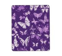 Almohadilla de escritorio pequeña con estampado floral de mariposas moradas, base de goma con bordes cosidos de precisión, perfecto para oficina, juegos