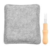 Almohadilla de fieltro de aguja, 18 x 20 cm, fieltro seco y agujas de fieltro aguja, base para fieltro cuadrado con aguja de fieltro con 3 agujas y mango de madera para principiantes de fieltro de