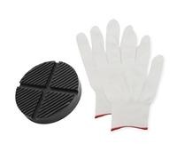 Almohadilla de goma universal para gato hidráulico con 1 par de guantes de nailon, bloque de goma para gato hidráulico (negro)