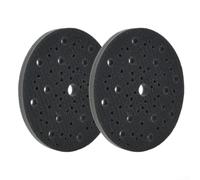 Almohadilla de interfaz de lijado de esponja suave de 150 mm con 70 agujeros para pulidora orbital, lijadora, gancho y bucles, color negro, paquete de 2