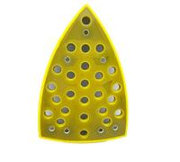 Almohadilla de lijado triangular para amoladoras angulares, 100 x 148 mm, almohadilla de respaldo con 32 agujeros, disco de pulido amarillo para lijadoras orbitales y rotativas