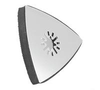 Almohadilla de lijado triangular para múltiples herramientas oscilantes, disco de pulido de acero inoxidable de 80 mm con diseño perforado, parte trasera de metal para lijado detallado en esquinas y