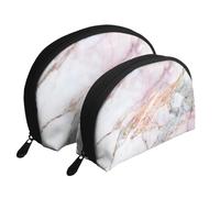 Almohadilla de mármol de Oro Blanco Mármol Rosa, Bolsa de Maquillaje de Concha, Monedero pequeño para Mujer, Bolsa de artículos de tocador, Bolsa de cosméticos, 2 Piezas