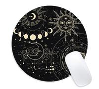 Almohadilla de mouse redonda de sol y luna de mouse divertida con la almohadilla de mouse pequea con base de goma que no es deslizamiento de ratn a