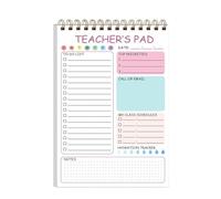 Almohadilla de profesor - 50 Hojas de Profesor para hacer lista | Lindo organizador de escritura de notas | diario sin fecha | Twin Coil Binding Binding Daily Planner for Classroom Elementary