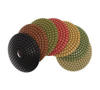 Almohadilla de pulido de diamante Juego de 7 almohadillas de pulido de diamante convexo de 4 pulgadas con borde en forma de arco for discos de pulido de granito, mármol y piedra(1500)