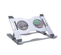 Almohadilla de refrigeración para portátil con 8 niveles de ajuste de altura, soporte ventilado de aluminio con ambientes LED ergonómicos
