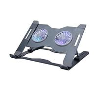 Almohadilla de refrigeración para portátil con 8 niveles de ajuste de altura, soporte ventilado de aluminio con ambientes LED ergonómicos