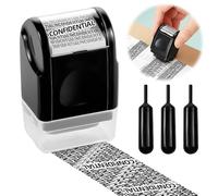 Almohadilla de rodillo de privacidad, cubierta de direcciones antifugas de datos, enmascaramiento de información sobre correos y paquetes, con 3 recargas de tinta, cubierta grande, negro