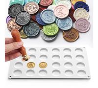 Almohadilla de silicona para sello de cera, almohadilla de sellado de cera de 24 cavidades con 50 puntos adhesivos extraíbles de doble cara para manualidades, manualidades, sellado de cera, sellado de