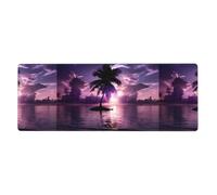 Almohadilla de teclado de goma de 12 x 31.5 pulgadas, diseño de árbol de coco en el lago impreso suave y grueso para proteger el escritorio para estudio de computadora de oficina