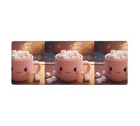 Almohadilla de teclado de goma de 12 x 31.5 pulgadas WHJSHOP con bonito estampado de malvavisco caliente de chocolate caliente suave y grueso para proteger el escritorio para oficina y estudio