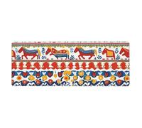 Almohadilla de teclado de goma de 12 x 31.5 pulgadas WHJSHOP Runner con estampado sueco de caballo dala popular suave y grueso para proteger el escritorio para estudio de computadora de oficina